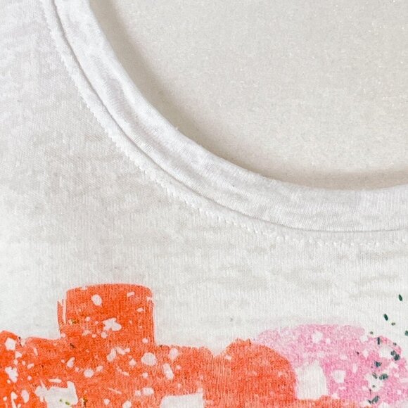 Nollie Short Sleeve Graphic Burnout Tee | White | Scoop Neck | Extra Small | Y2K - Picture 7 of 12